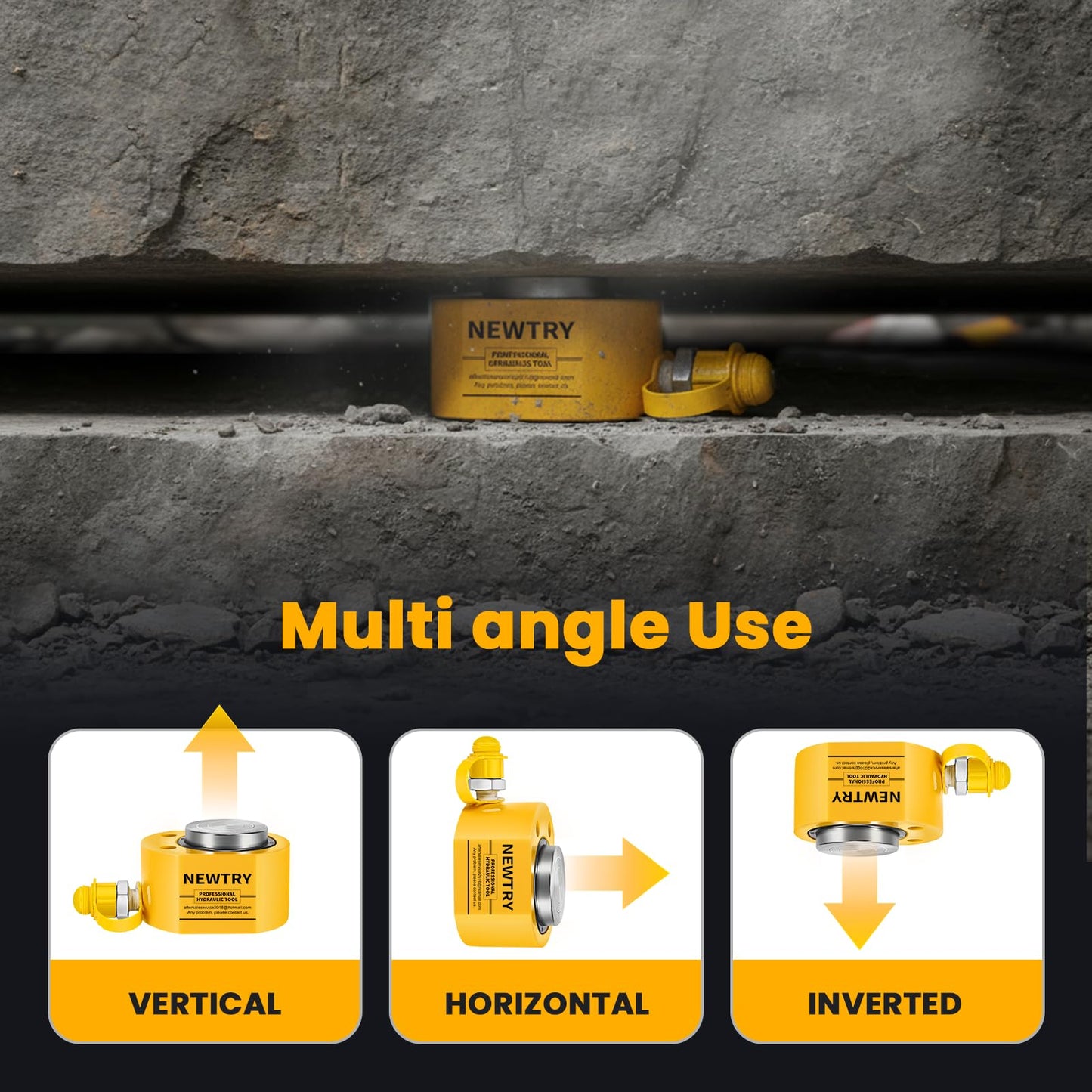 NEWTRY 20T Low Profile Hydraulic Jack Porta Power Kit + CP-180 Manual Hydraulic Hand Pump, Industrial Mini Hydraulic Cylinder, Stroke 0.47”