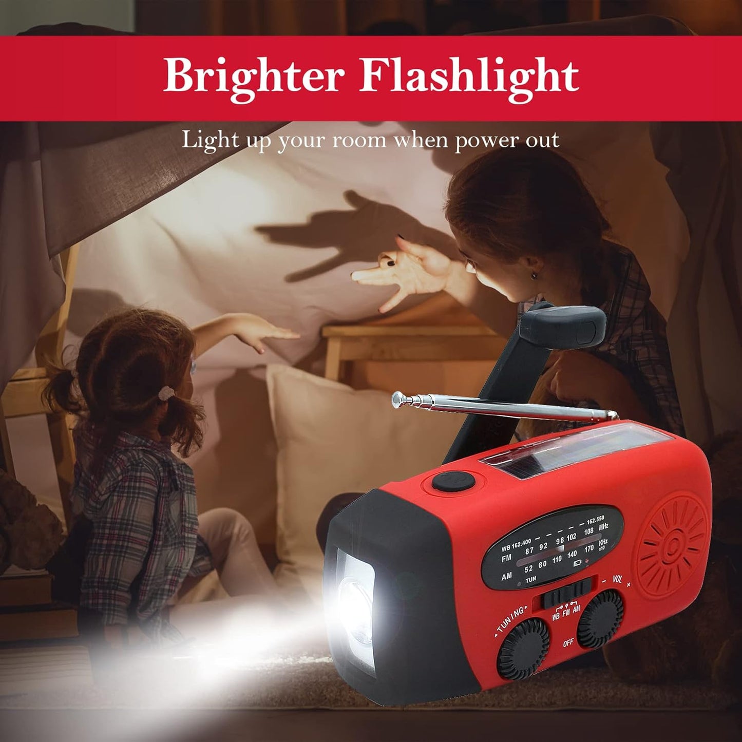 RunningSnail 2000mAh Emergency Hand Crank Radio With LED Flashlight For Emergency, AM/FM NOAA Portable Weather Radio