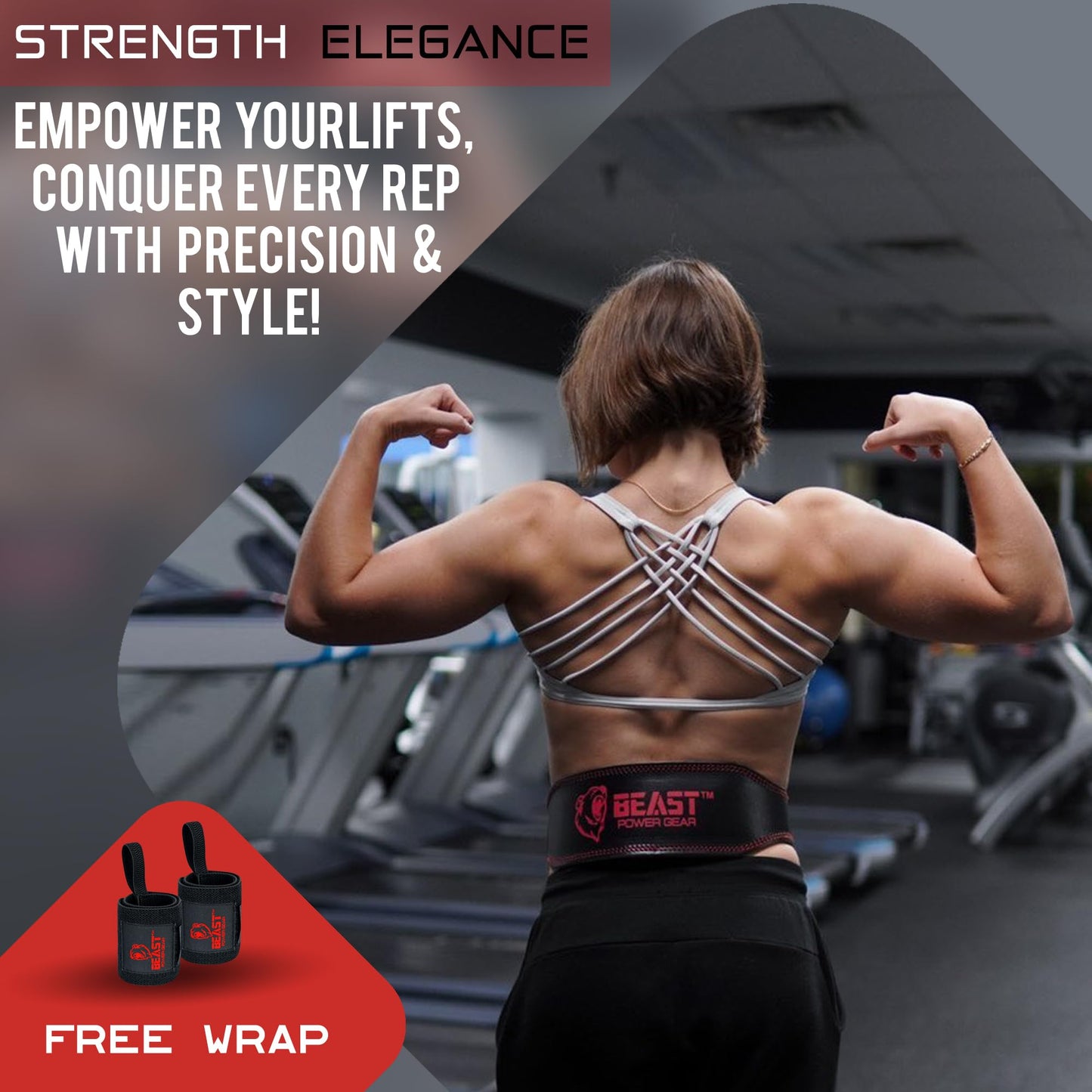 Weight Lifting Belt - 4” Genuine Leather Belts Padded Lower Back Support for Gym Bodybuilding Squat Deadlift Weightlifting Cross Strength Training Men Women Free Wrist Wrap