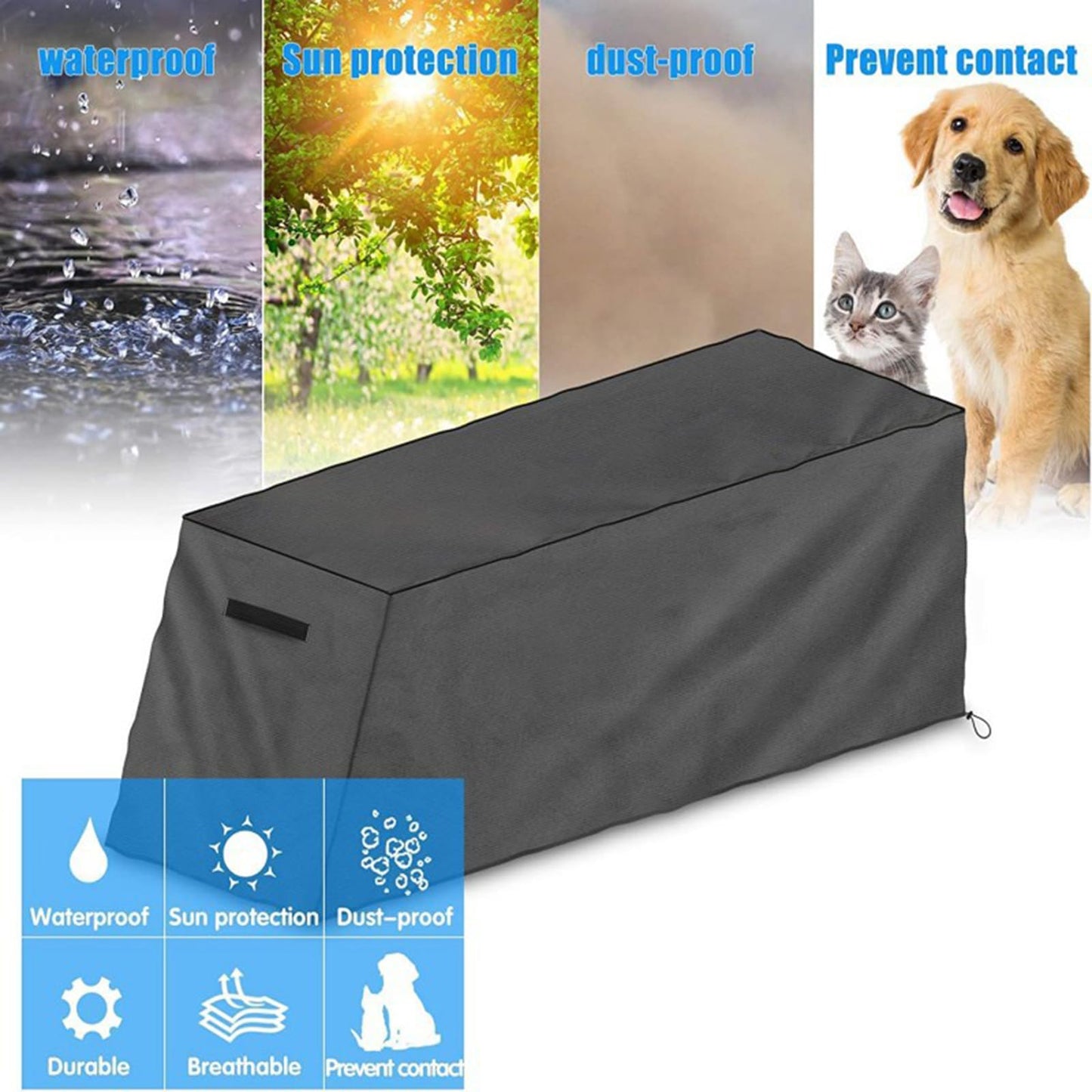 Temaufeo 2 Pcs Fitness Equipment Covers, Gray Oxford Sit-Up Board Cover,Weightlifting Bench Insulation Covers,Suitable for Fitnes Boards, Indoor and Outdoor Fitness Equipment Protection Cover