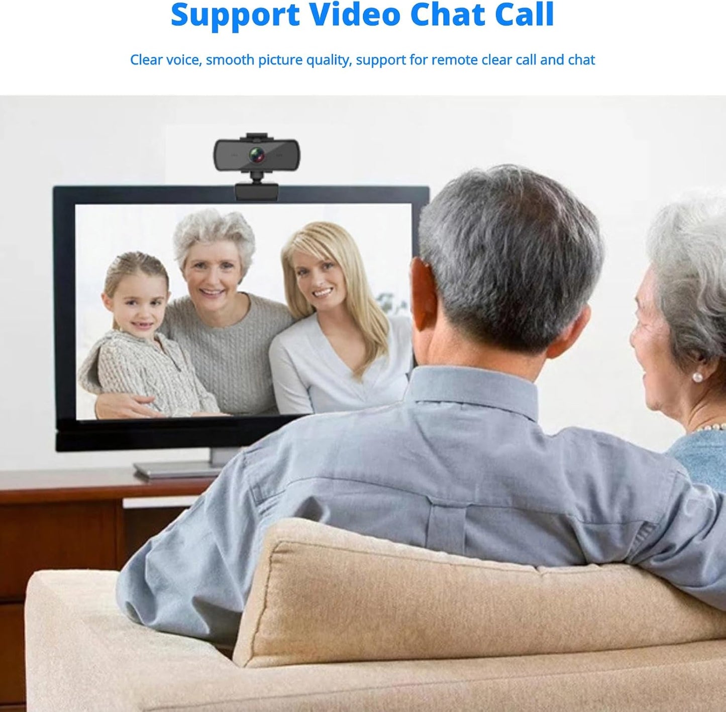 Yunseity 1440P 360 2 Webcam with Microphone, HD USB Computer Web Camera with Rotation, Auto Light Correction Mics