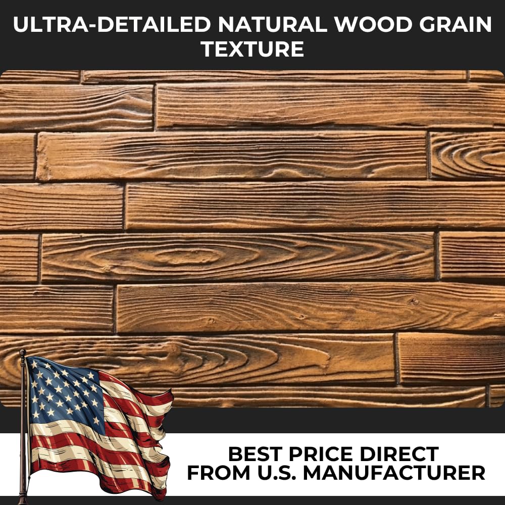 3.5" Concrete Wall Stamps Set of 3 Wood Plank Texture Vertical Surface Rigid Stamp Mats for Decorative Concrete Overlay - Realistic Wood Grain Pattern WSM 105200/S-3