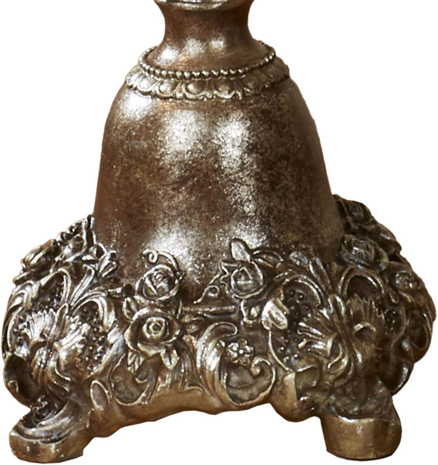 Touch of Class Victoria Acanthus Leaf Candleholders Set of 3 - Metallic Bronze & Silver Resin Candlesticks for Home Decor
