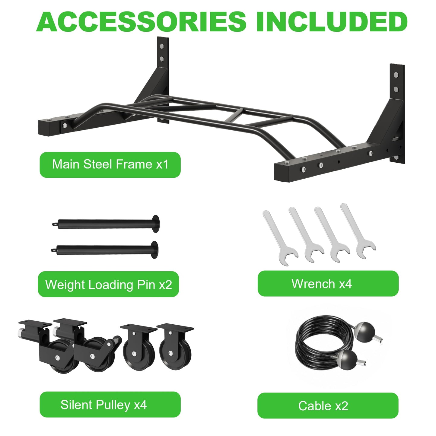 Wall Mounted Pull Up Bar, Heavy Duty Multi-Grip Chin Up Bar for Home Gym, 450 lbs Weight Capacity Upper Body Strength Training Equipment, Metal Construction with Home Gym Cable Pulley System