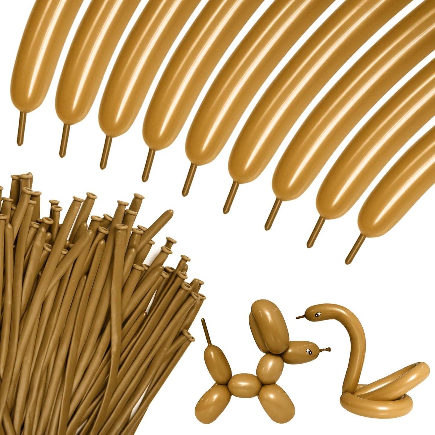 Skiennix 100Pcs Long Latex Balloons - Thick Twisting Balloons for Animal Modeling | Brown Color