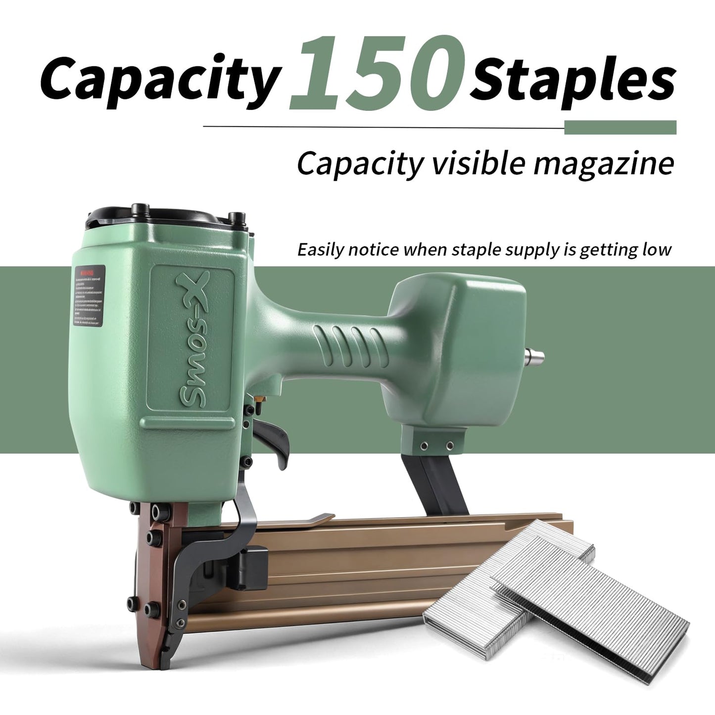Smos-X N851 Pneumatic Staple Gun 16 Gauge 7/16" Roofing Nail Gun Accepts 3/5" to 2" Leg Staples Upholstery Staple Gun for Roof Decking Subflooring,Kinds of Wood Construction