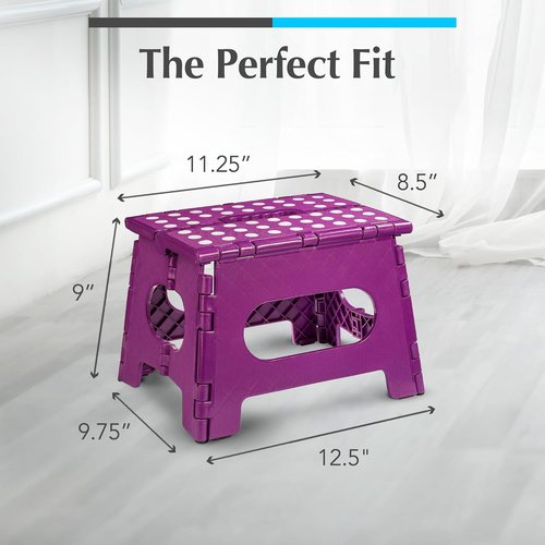 Handy Laundry Step Stool - Lightweight & Sturdy for Adults, Safe for Kids - Easy One Flip Open - Purple | 2-Pack