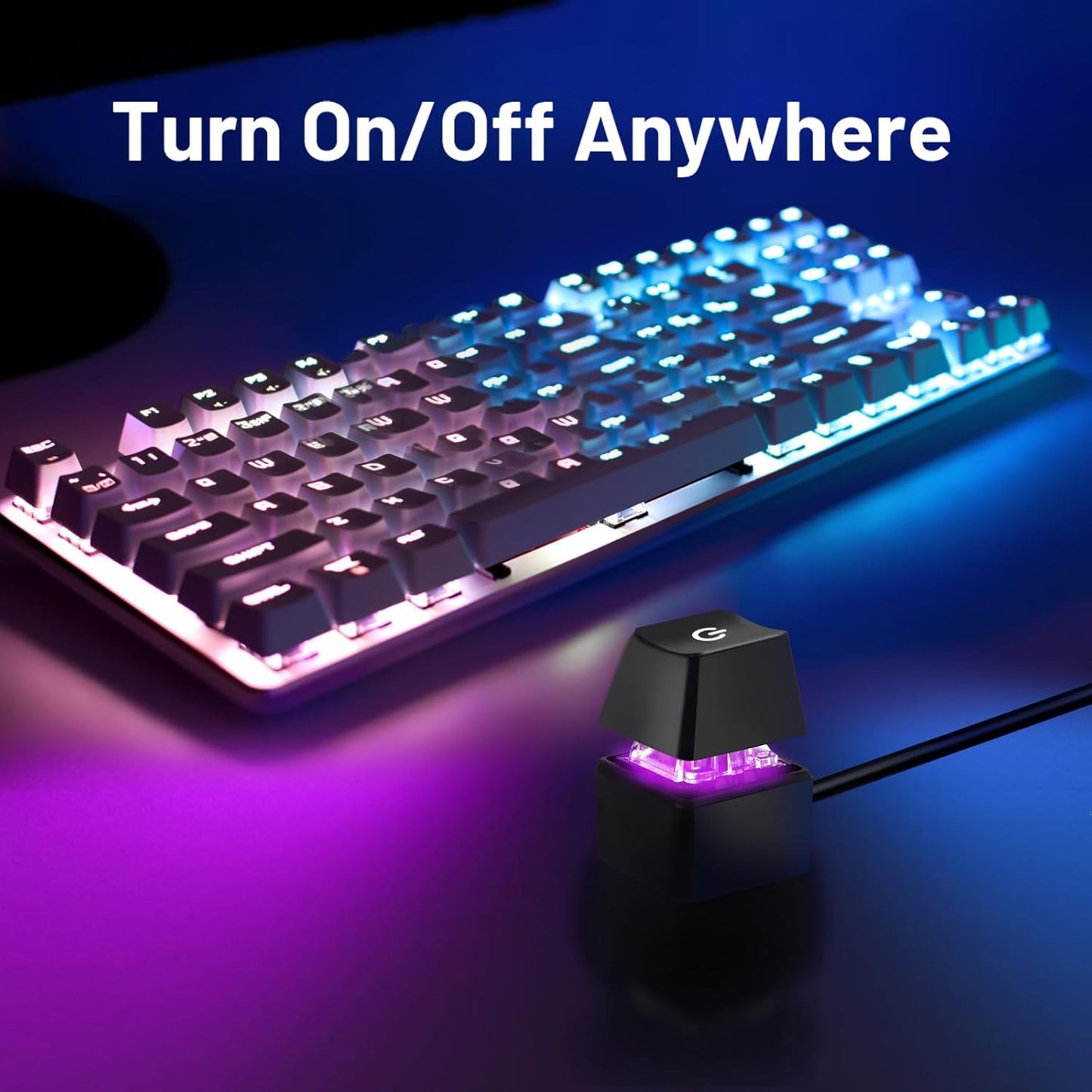 2M Reset 1.5cm Case-M20 External PC Power Switch with Cable, Mini Computer Power Button with Switch & RGB Gradient