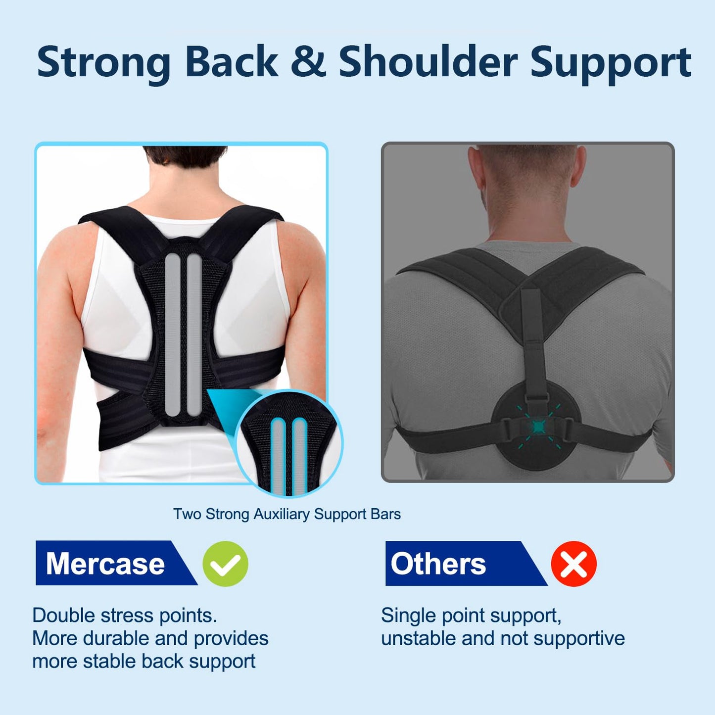Mercase Professional Posture Corrector for Women and Men - Back Brace to Stop Slouching, Adjustable Full Back Support, Improve Spine Alignment & Stand Taller, Large(32-39 in)