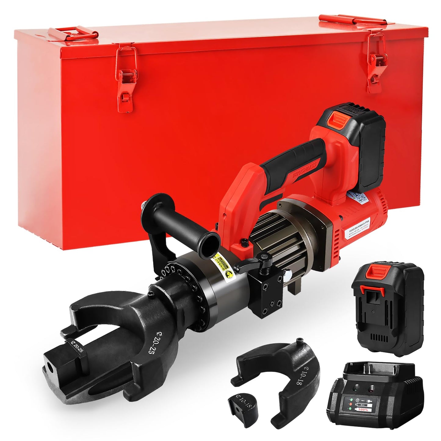 LOSCHEN Cordless Rebar Bender,Electric Hydraulic Rebar Bending Maching,Bending up to 1Inch 25mm #8 Rebar,Bending Angle 0-130 Degrees,Rechargeable Portable Handheld Rebar Bender Machine