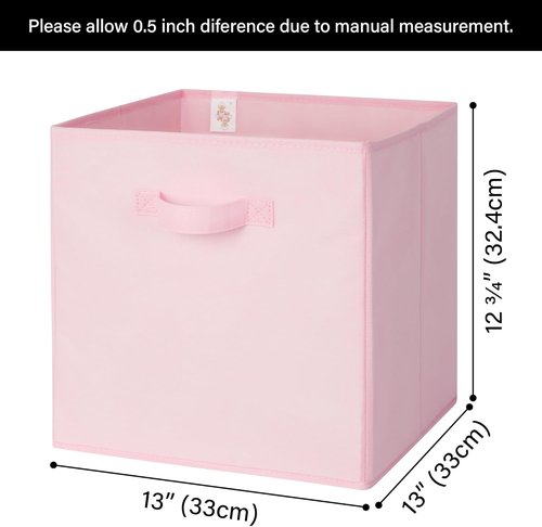 Granny Says Cube Storage Bins - 13x13 Collapsible Organizer Baskets with Handle, Pink, 8-Pack
