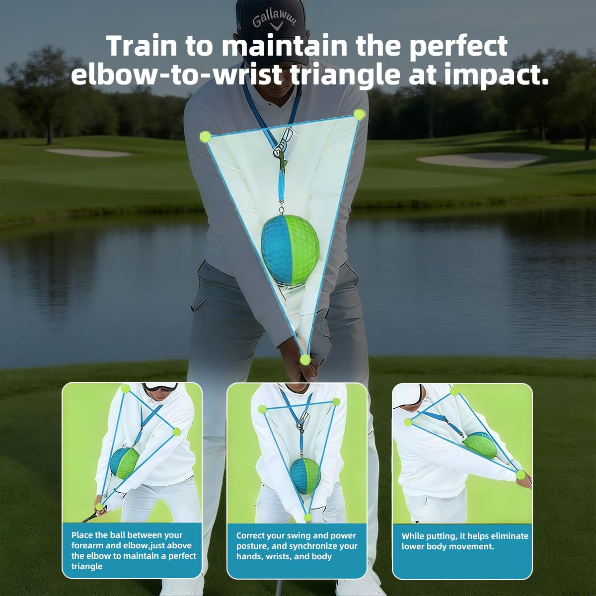 THEMARS Golf Swing Trainer, Golf Training Aid Ball - Soft PU Foam Forearm Connection Ball & Practice Equipment & Posture Correction | Fix Chicken Wing, Slicing & Scooping with Adjustable Lanyard