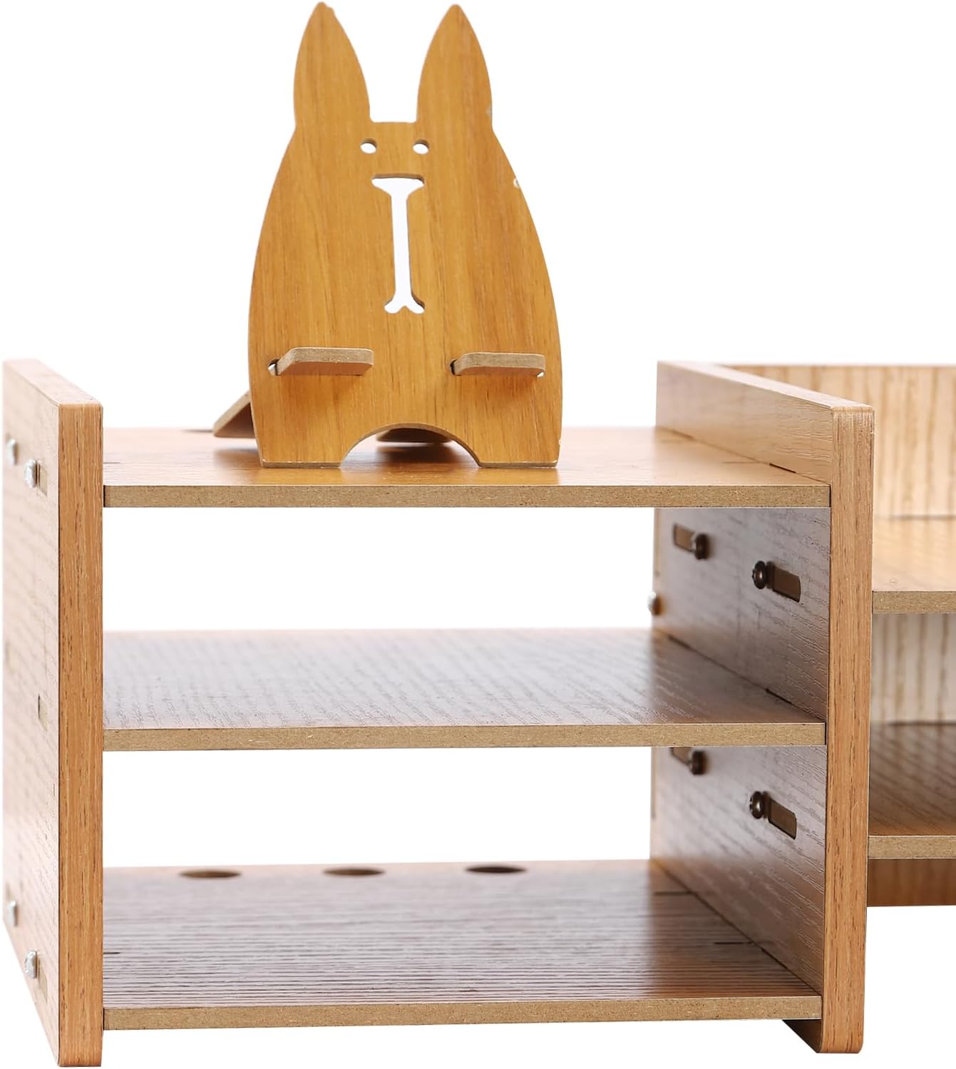 Computer Monitor Stand, Tabletop Computer Rack with Lockable Drawer, Wood Monitor Stand, Suitable for Study, Office