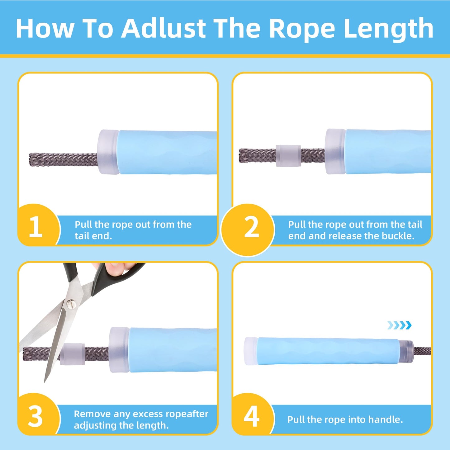 YUEDONG 8mm Thick Long Group Jump Rope 5 Meters Adjustable - Heavy Duty Nylon-Cotton Blend Collective Skipping Rope with 360° Ball Bearings, Wave Texture Full Silicone Anti-Slip Ergonomic Handles for School Team Activities Group Fitness (1, BLUE, 5M)