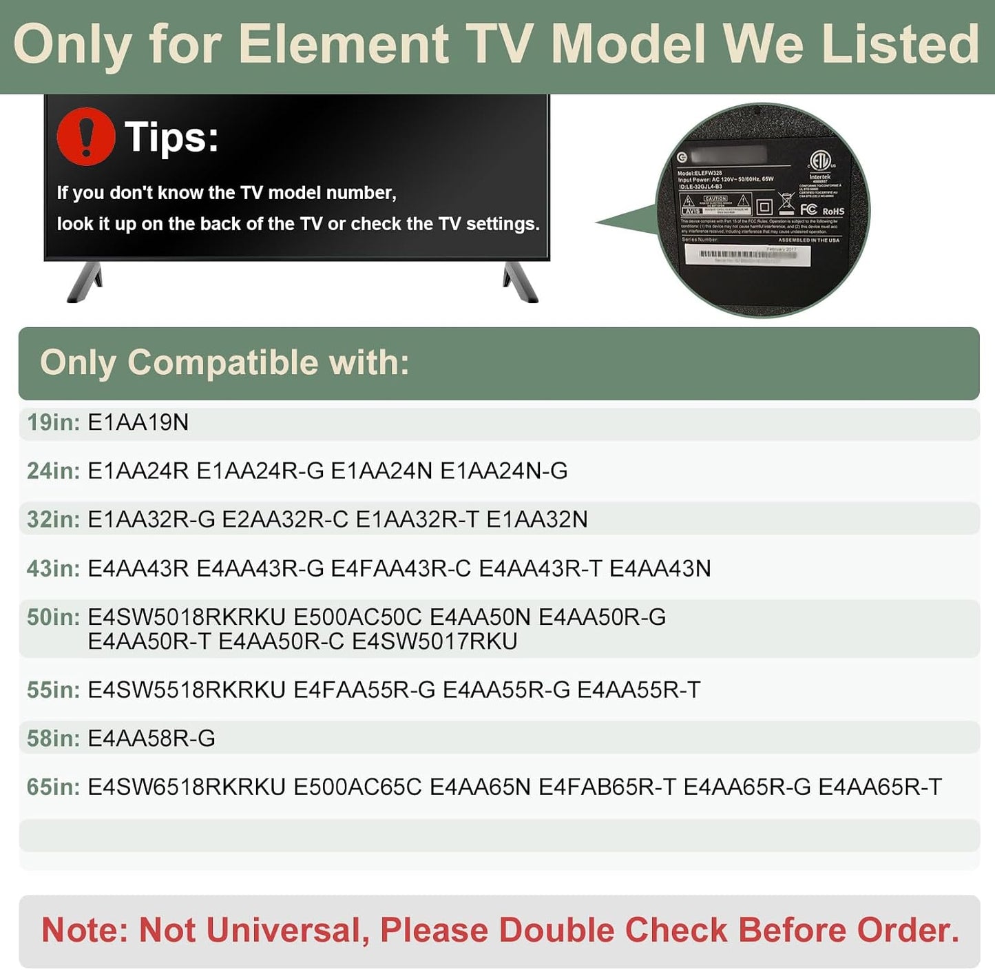 Motiexic E1AA32R-G E2AA32R-C E1AA32R-T E1AA32N E4AA43R E4AA43N E500AC50C E4AA55N E4AA55R-T TV Leg for Element TV Stand