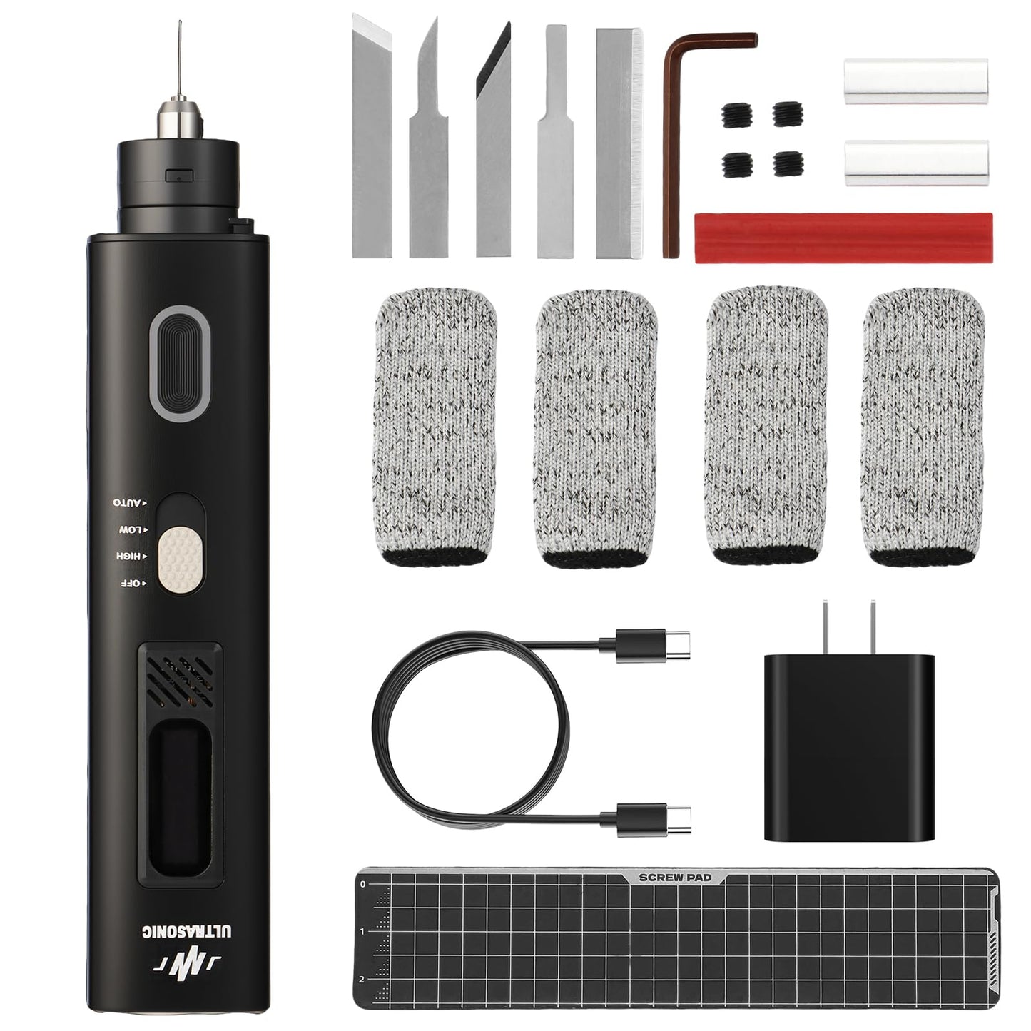 40kHz Ultrasonic Cutter Knife Includes 50 Replacement Blades, 35W Adapter, OLED Display - Multifunctional Sonic Knife for 3D Prints, PVC, Leather, Plastic, Resin
