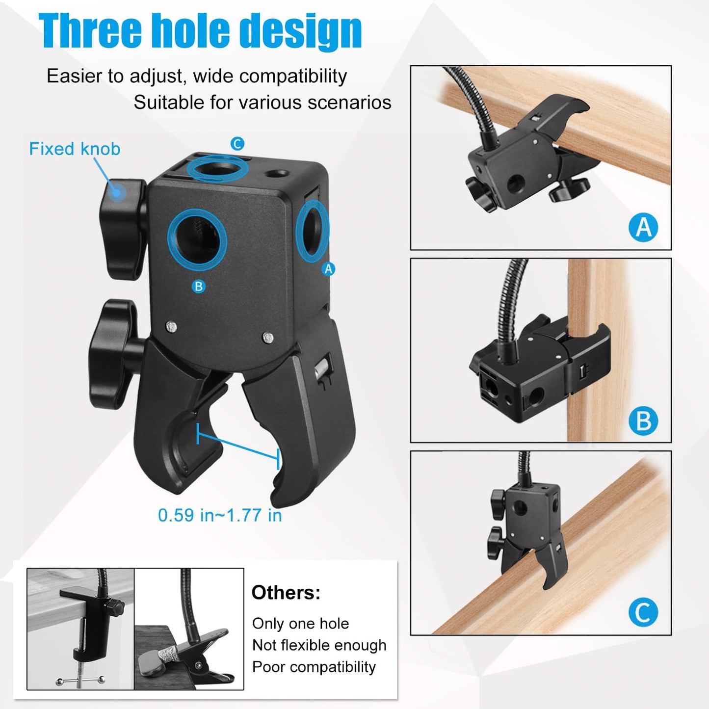 Khazylorr C922 C930e C920S C920 C615 C960 C920x 4K N60 Webcam Stand, Webcam Mount Gooseneck Arm with Phone Holder Web