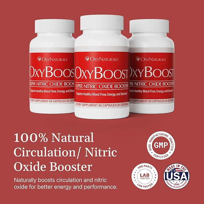 OxyBoost Nitric Oxide Supplement for Men & Women - Supports Circulation, Promotes Wellness, Vitality, Mental Clarity & Improved Circulation - Natural Formula with Vinitrox - 60 Capsules (Pack of 1)