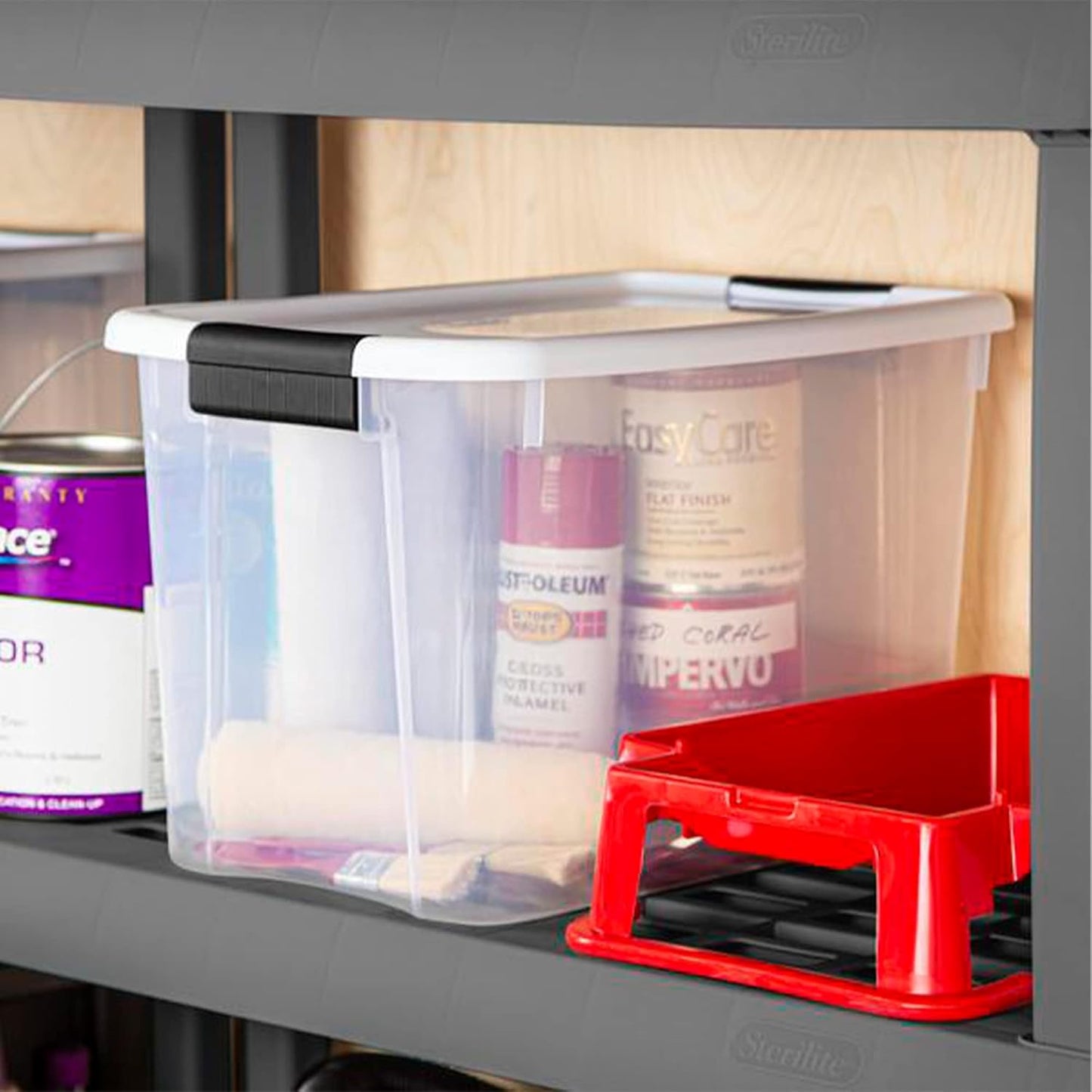 Sterilite Clear Plastic Storage Containers - Stackable 30 Quart & 18 Quart Bins with White Latching Lid | Organizing Solution (6 Pack)