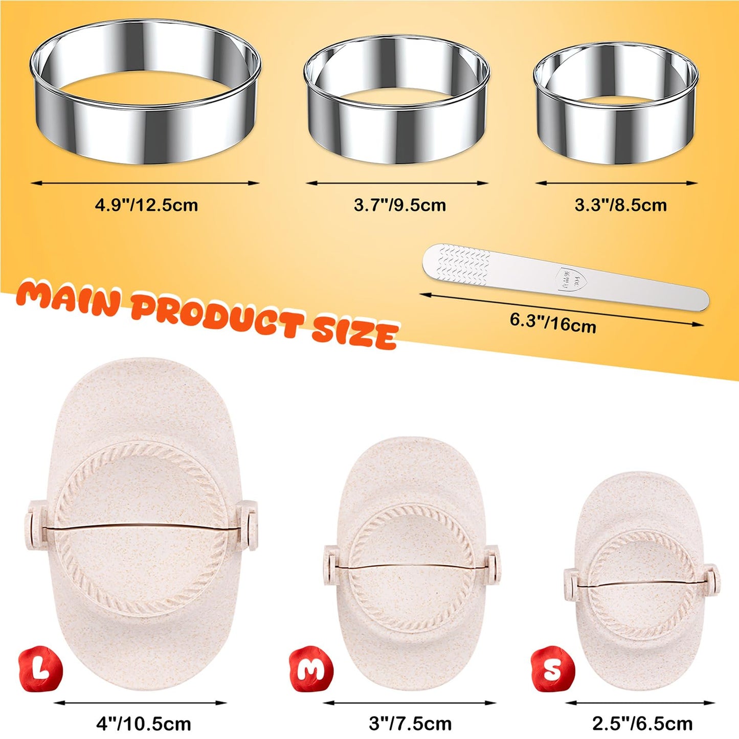 NAMUPIE 7 Piece Dumpling Maker Kit - All-in-One Empanada Maker Set with Press Molds & Ring Cutters, BPA-Free Kitchen Accessories for Home Cooking, Family/Friends Fun Gift (Beige)