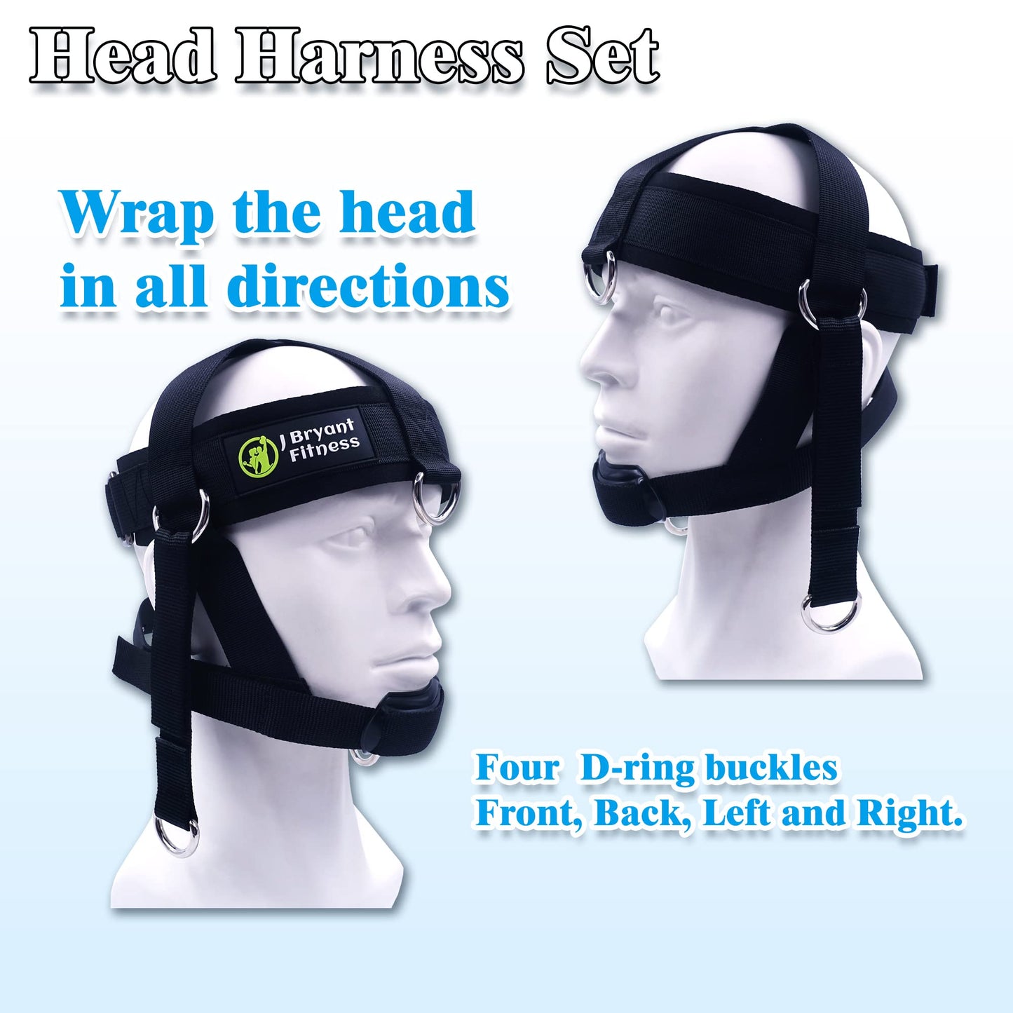 J Bryant Neck Harness Head - Weight Lifting with Resistance Tube Bands - Door Anchor Set Adjustable Neck Training Strap Exercise Equipment (L)