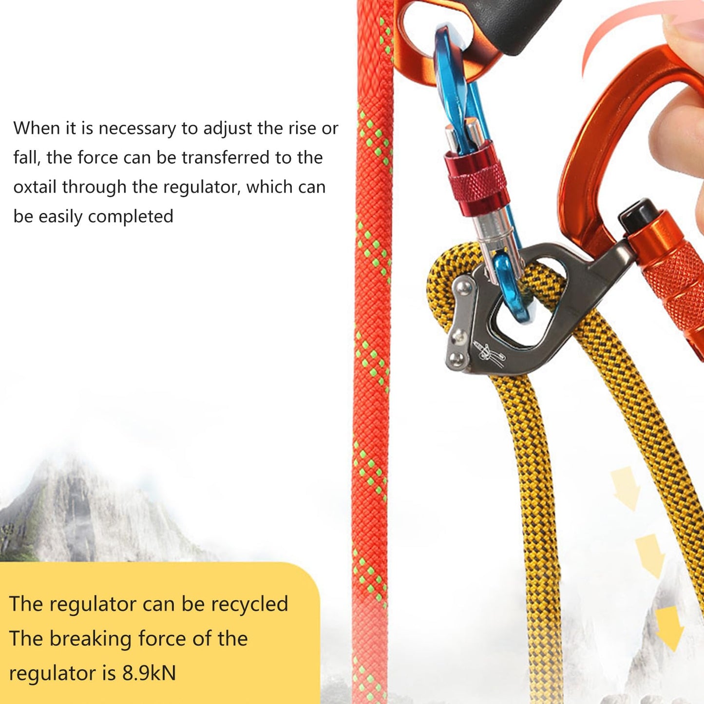 XINNIKESI Camper Accessories, Professional Adjust Cowstail Positioning Lanyard Adjuster for Ascending Rock Climbing Mountaineering Tool