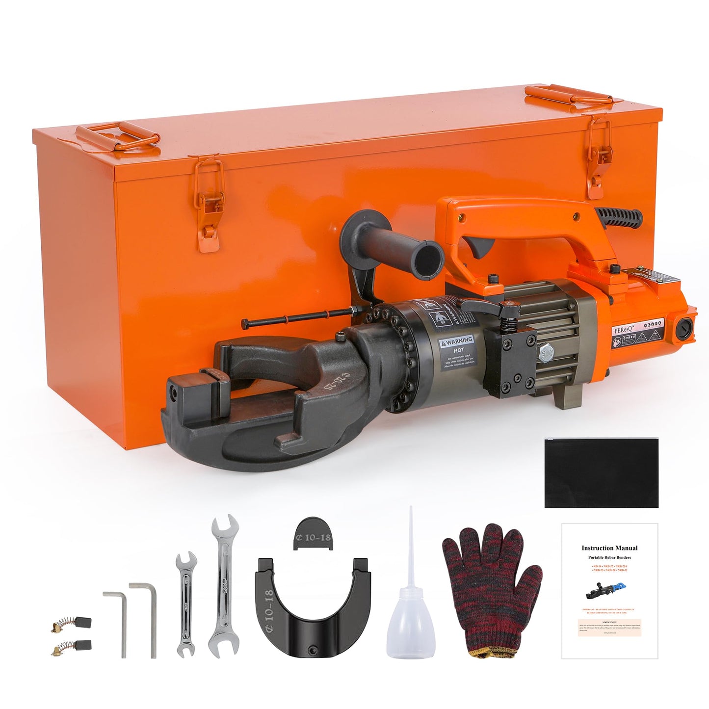 Electric Hydraulic Rebar Bender, 1500W 120V Portable Rebar Bender, Bending up to 1″ (#8, 25mm) Rebar, Lightweight 30 lb Aluminum Body, NRB-25 (NRB-25 Orange)