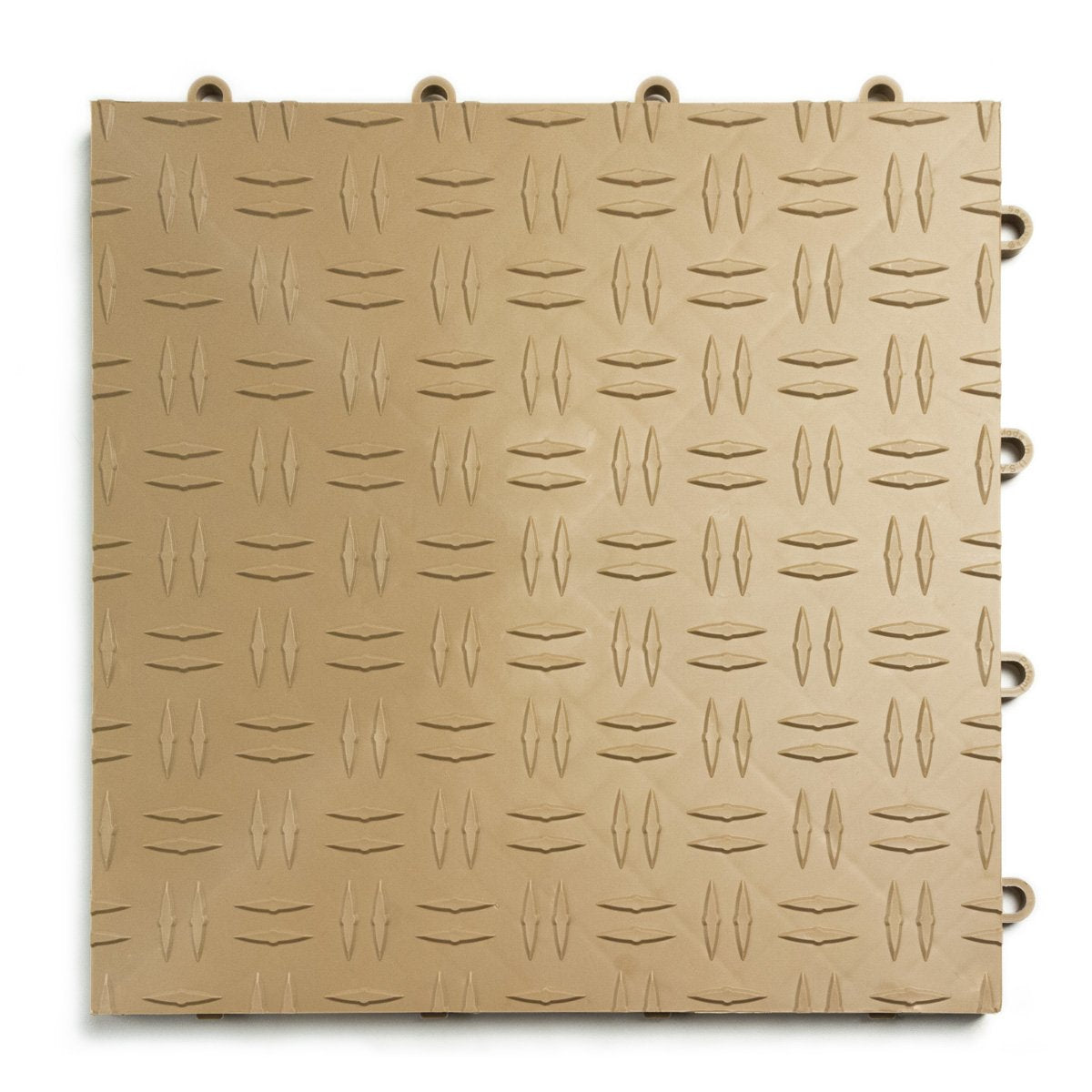 Big Floors GarageTrac Garage Floor Tiles, Interlocking Garage Flooring, Diamond Pattern Non-Slip Heavy-Duty Copolymer Modular Tile, Easy Install (Beige, 24 Pack of 12 x 12" Tiles, 24 Sq Ft)
