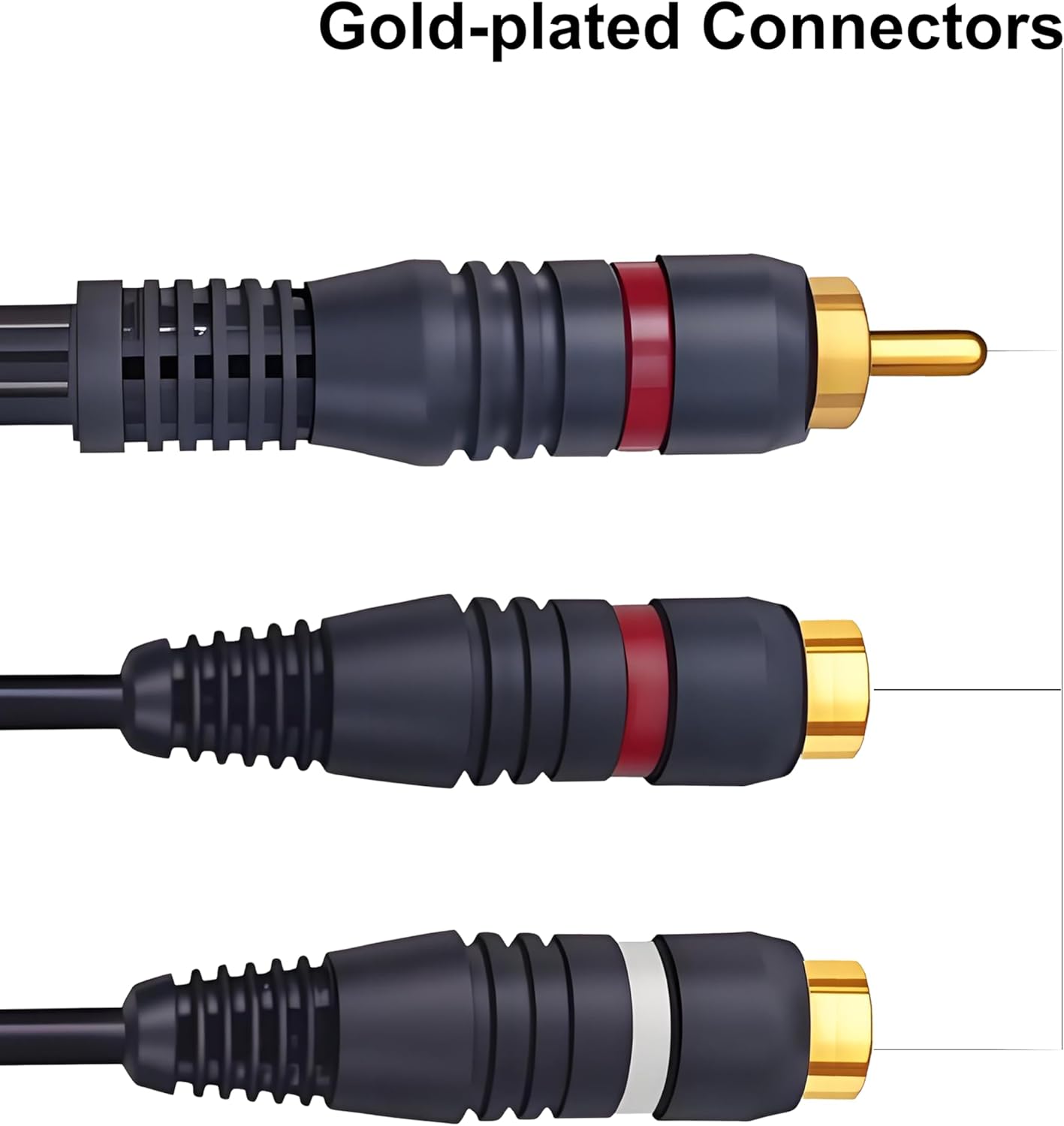 1 2 2 Pack, 0.2M/0.65ft RCA Splitter Male to Female Y Splitter RCA Audio Video Cable Splitter Adapter Extension Cord