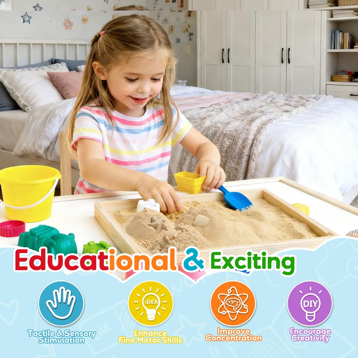 FURWEY 13.3lbs Play Sand, Natural Brown Sensory Sand,Suitable for Children to Shaping, Squeezing and Sculpting（Without Molds）