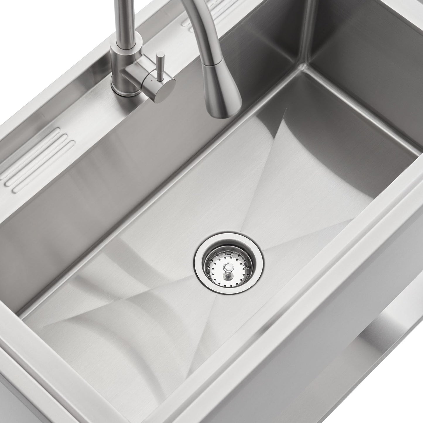 NEAT by TRINITY EcoStorage Stainless Steel Utility Sink, Oversized Freestanding Single Bowl Utility Sink, Pull-Out Faucet, Garage, Laundry Room, Business, NSF Certified, 36"W x 20"D x 50"H (NHA-0322)