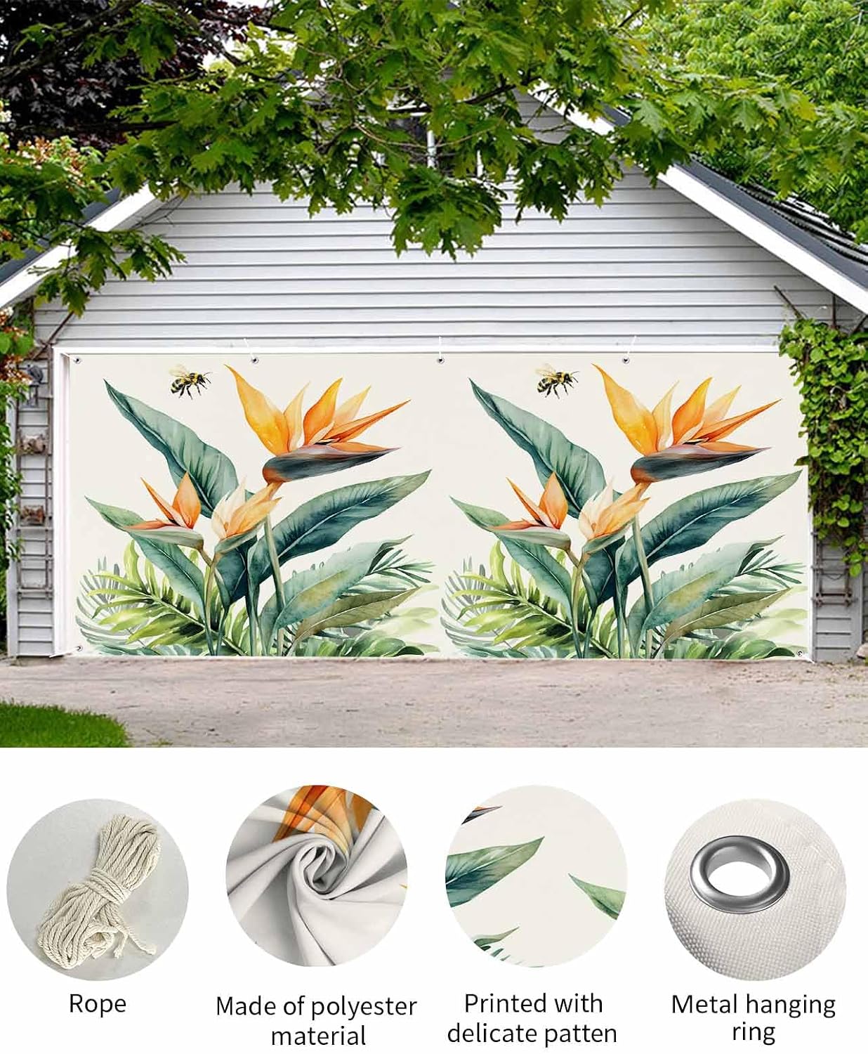 Womeyetok 6 13ft Summer Bird of Paradise Garage Door Banner Decorations x Tropical Plant Large Garage Door Covers