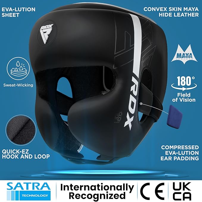 RDX Kids Boxing Headgear, MMA Training, Adjustable Padded Kara Muay Thai Juniors Head Gear, Kickboxing, Sparring, Martial Arts, Karate, Taekwondo Youth Girls Boys Helmet, Home Gym Workouts