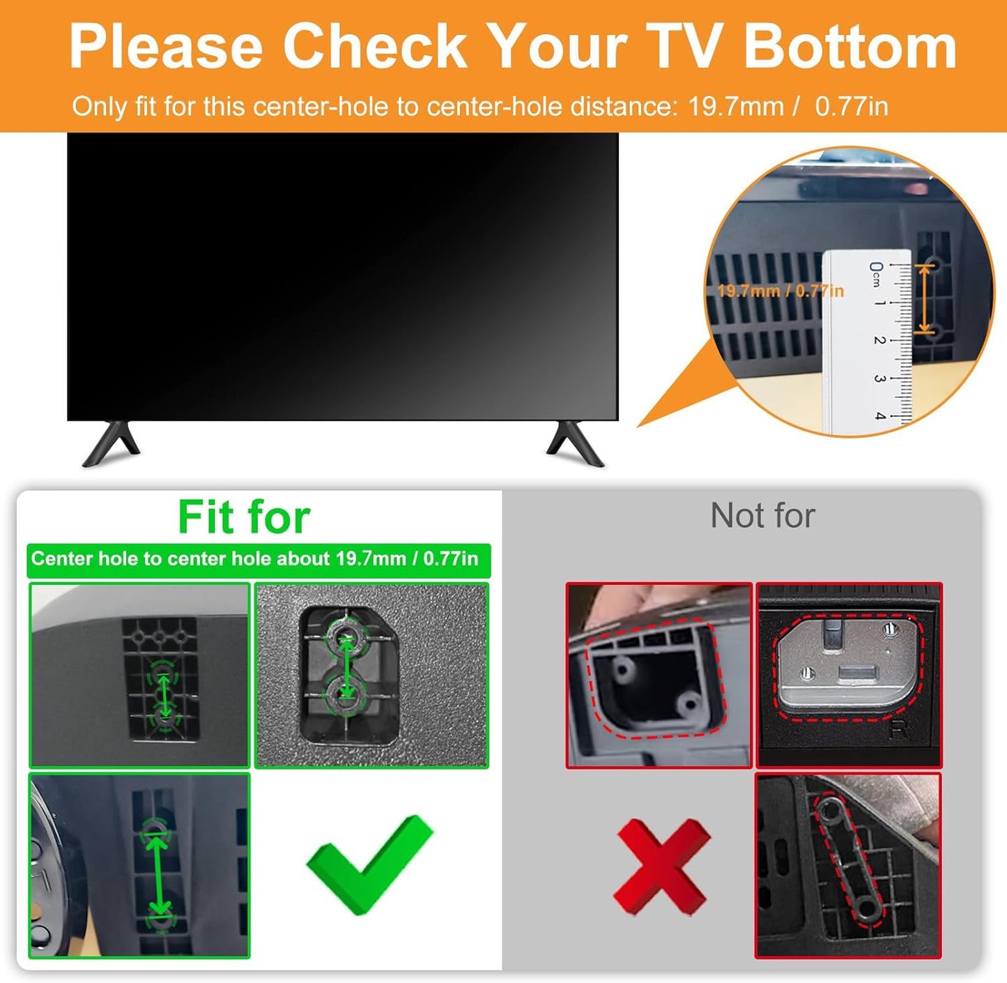 Yaotieci 42" 50" 100068372 100007147 TV Stand Legs for Onn Smart Tv - Only for TV with Screws, Please Check TV Models
