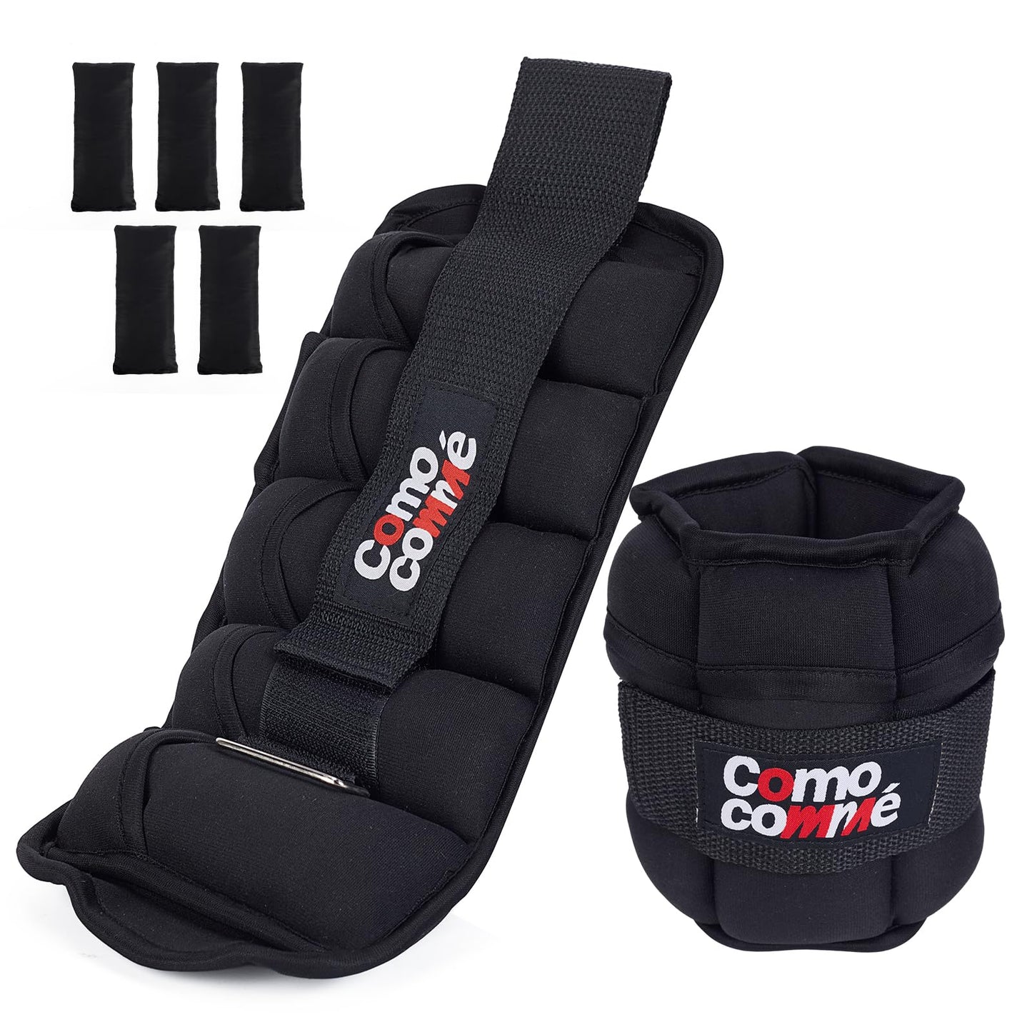 Adjustable Ankle Weights, 5lb 1 Pair Black Strength Training Wrist Leg Arm Weights for Women, Kids and Men, Weighted Ankle Weight Set with Removable Sandbags for for Gym, Fitness Workout, Running, Lifting