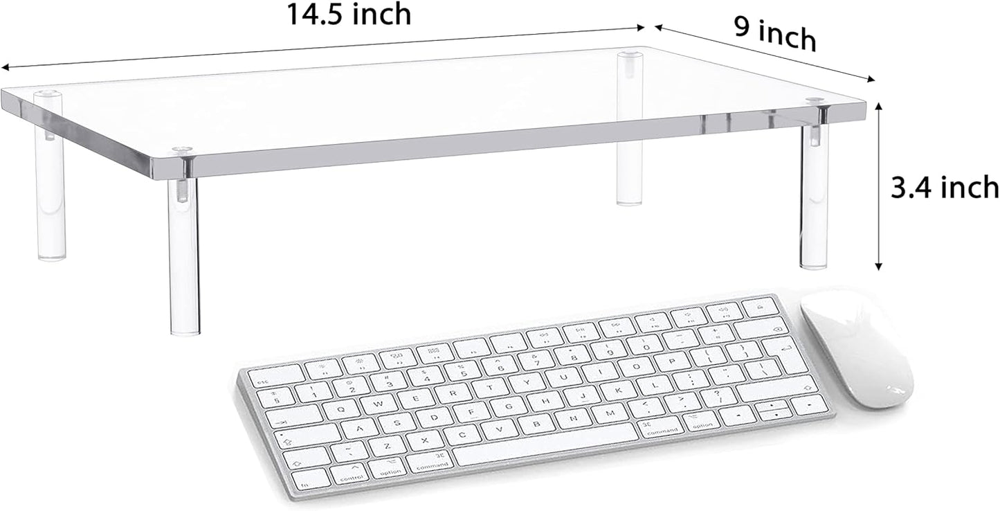 10mm 14.5'' 9'' 3.4'' (1 Jusalpha Acrylic Monitor Stand - Thickness Clear Platform - x x Desktop/ Laptop/ Monitor Riser