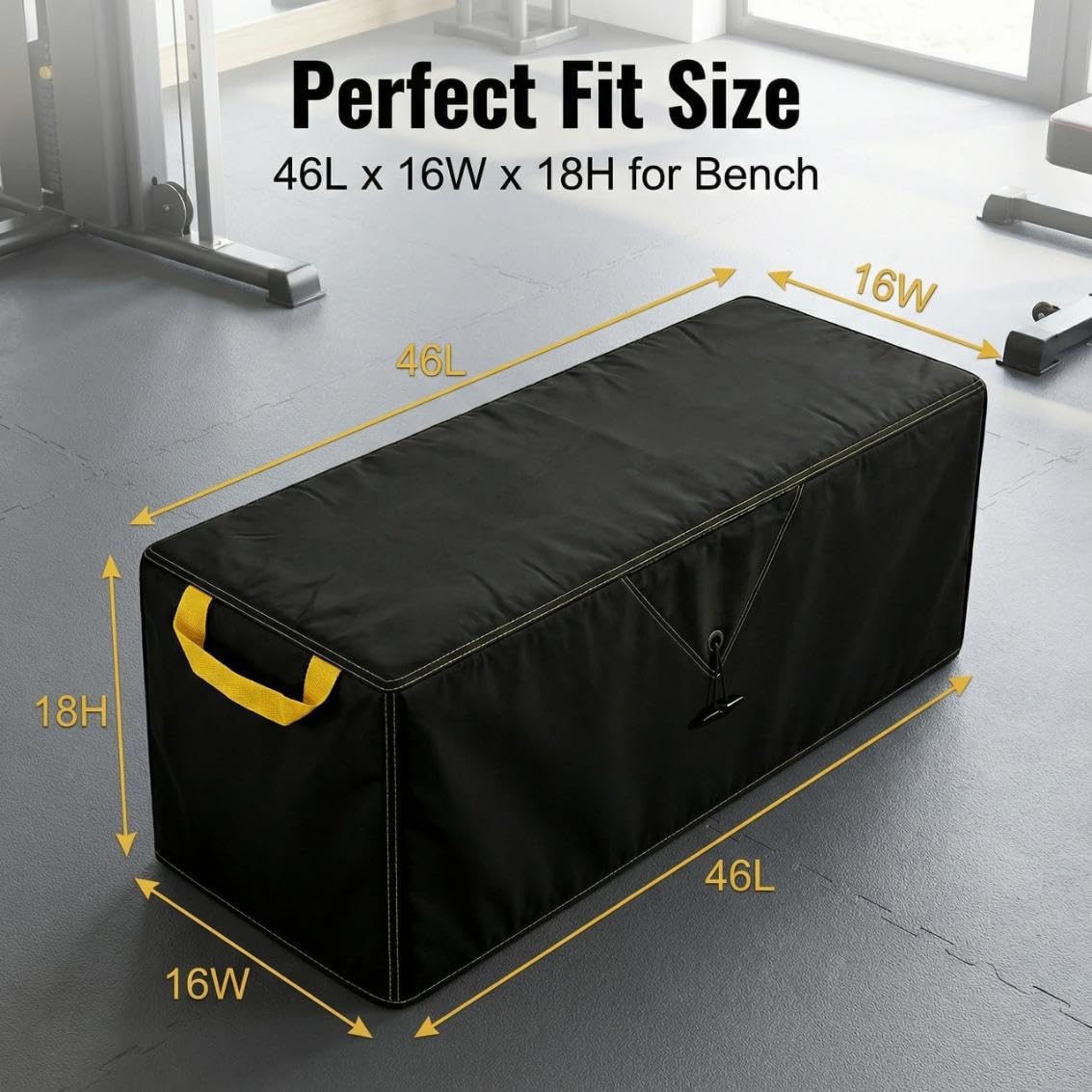 Weight Bench cover, 46x16x18 in, High-density Oxford fabric, featuring ventilation holes, suitable for the FLYBIRD WB2 Weight Bench and other products of the same dimensions
