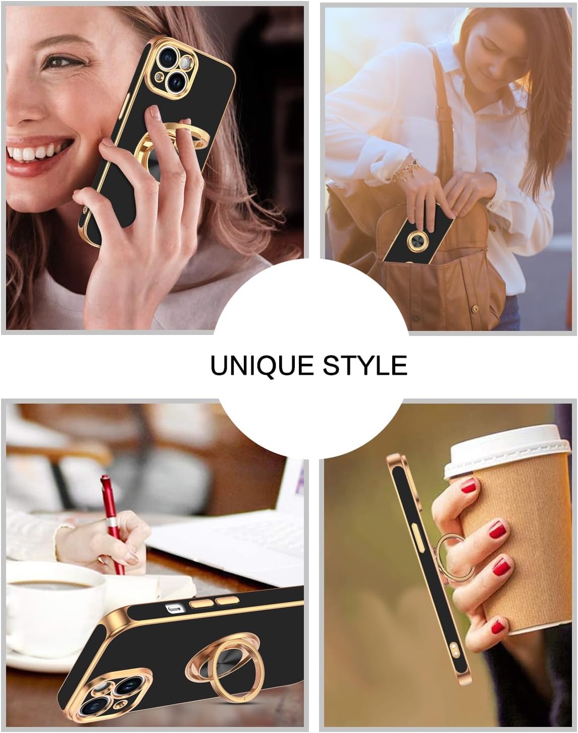 BENTOBEN 15 15, 360 Compatible with iPhone Case, Phone Case iPhone Slim Fit Ring Holder Shockproof Kickstand Magnetic