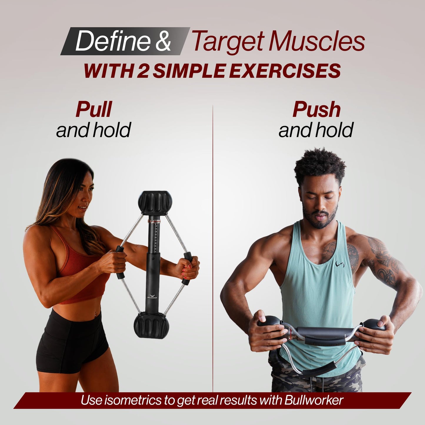 Bullworker Steel Bow 20" - Portable Home Gym Equipment & Isometric Exercise Equipment for Arms, Chest, Back, Shoulders, Core, Biceps, Triceps, Abs - Strength Training Equipment