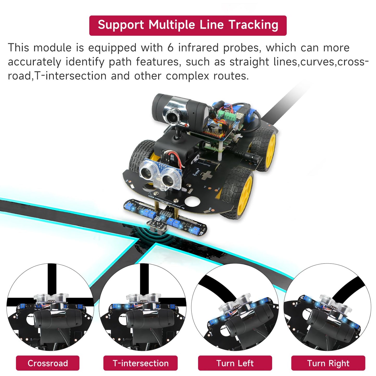 YonPhsy Smart Robot Car Kit with Raspberry Pi 4B/5, Open Source Python, AI Visual Recognition Line Tracking Obstacle Avoidance, Electronic DIY Kit Programming Robotic Gifts (with Raspberry Pi 5 4G)