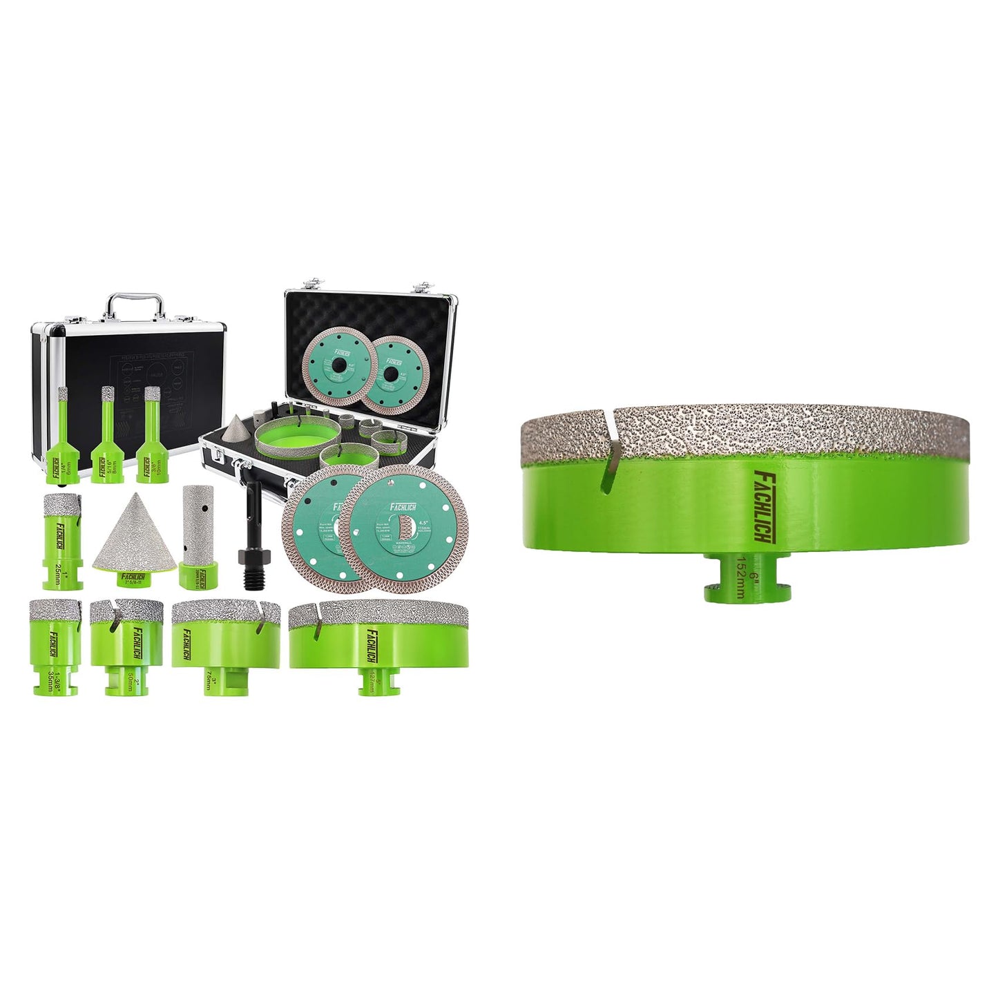 Tile Hole Saw Kit Diamond - (6/8/10/25/35/50/75/127mm Drill Bits+Finger Bit+Chamfer Bit+Adapter+Tile Blade) Diamond Hole Saw Kit for Porcelain Ceramic Marble Brick Granite,5/8"-11 Thread