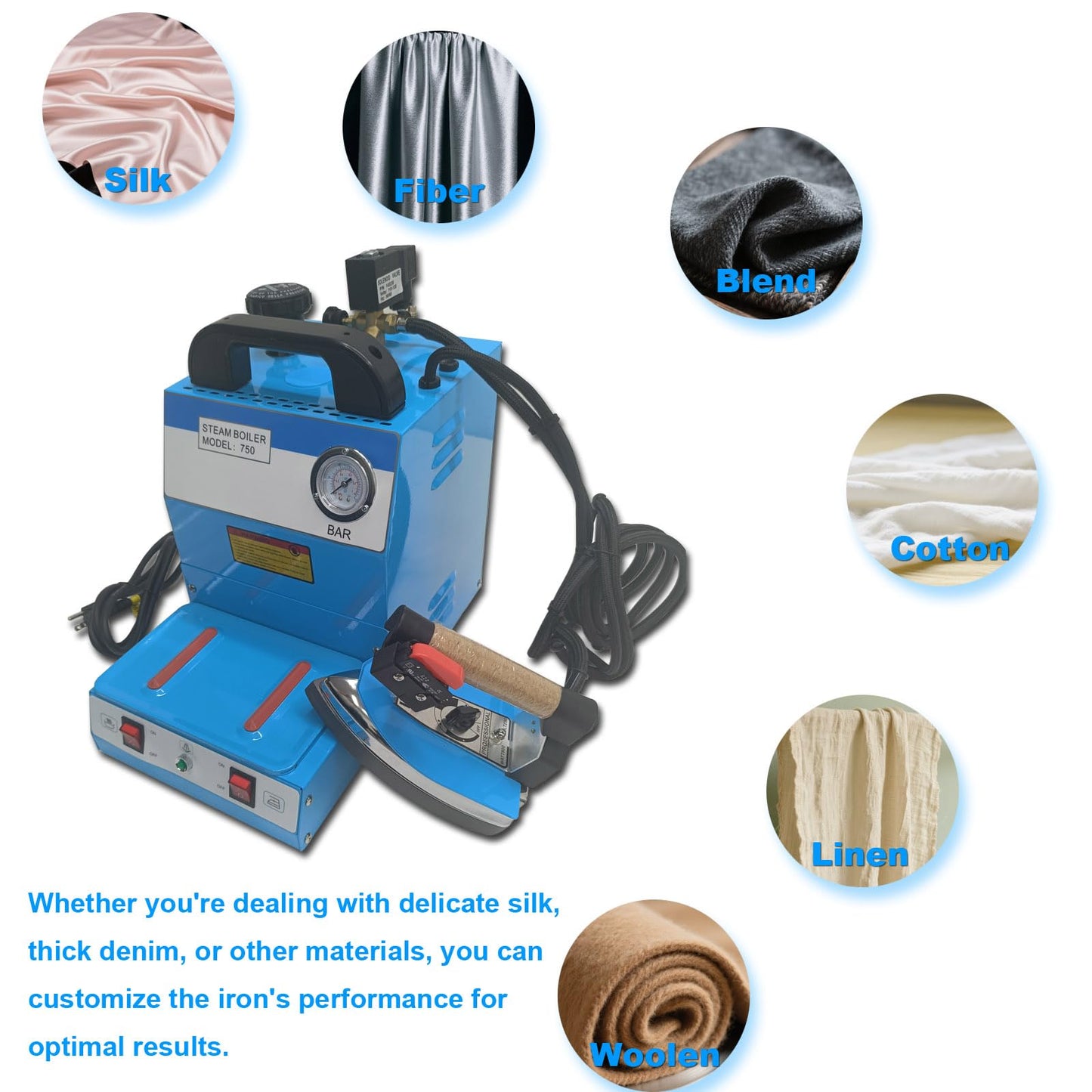 PreAsion 110V Industrial Steam Iron & Boiler Station - 1600W Professional Ironing System with Adjustable Steam & Temperature for Clothing Stores, Laundry, Factories, and Curtain Shops
