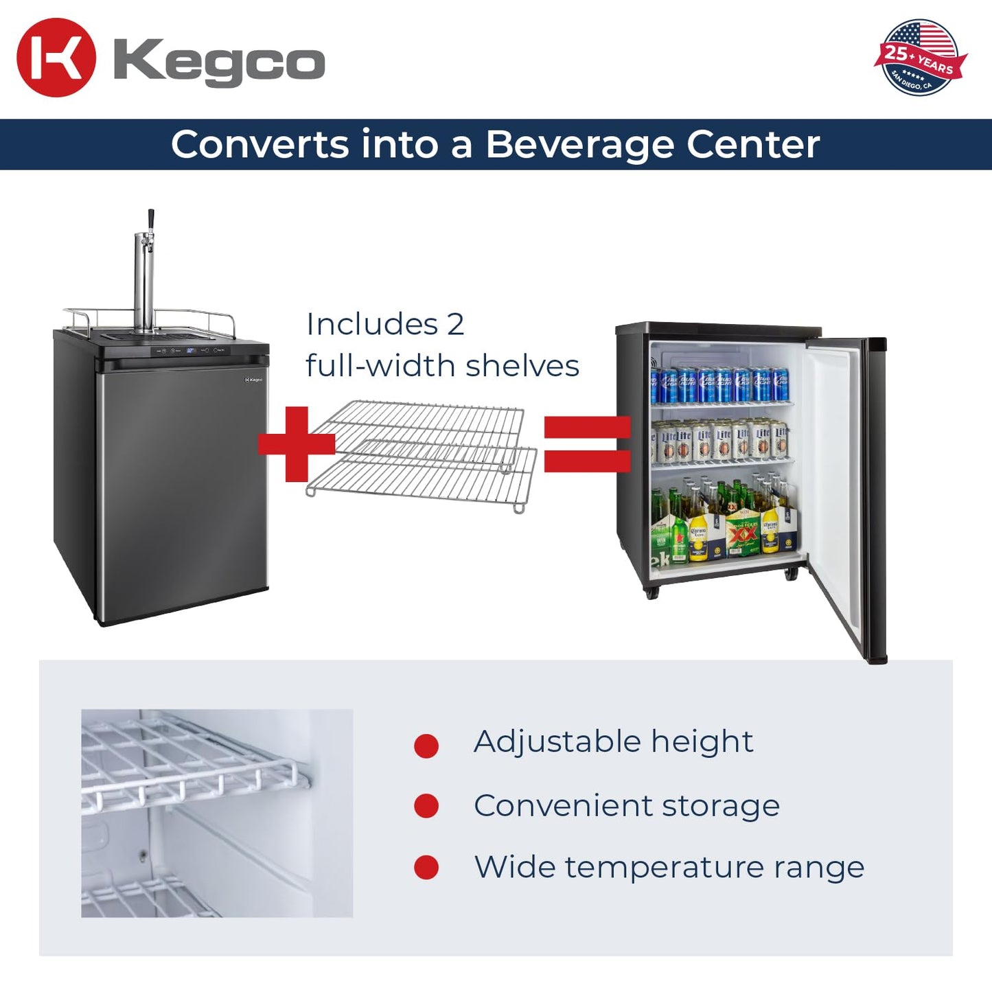 Kegco 3PK309X-1 Keg Dispenser, 1 Tap, Black Stainless Steel