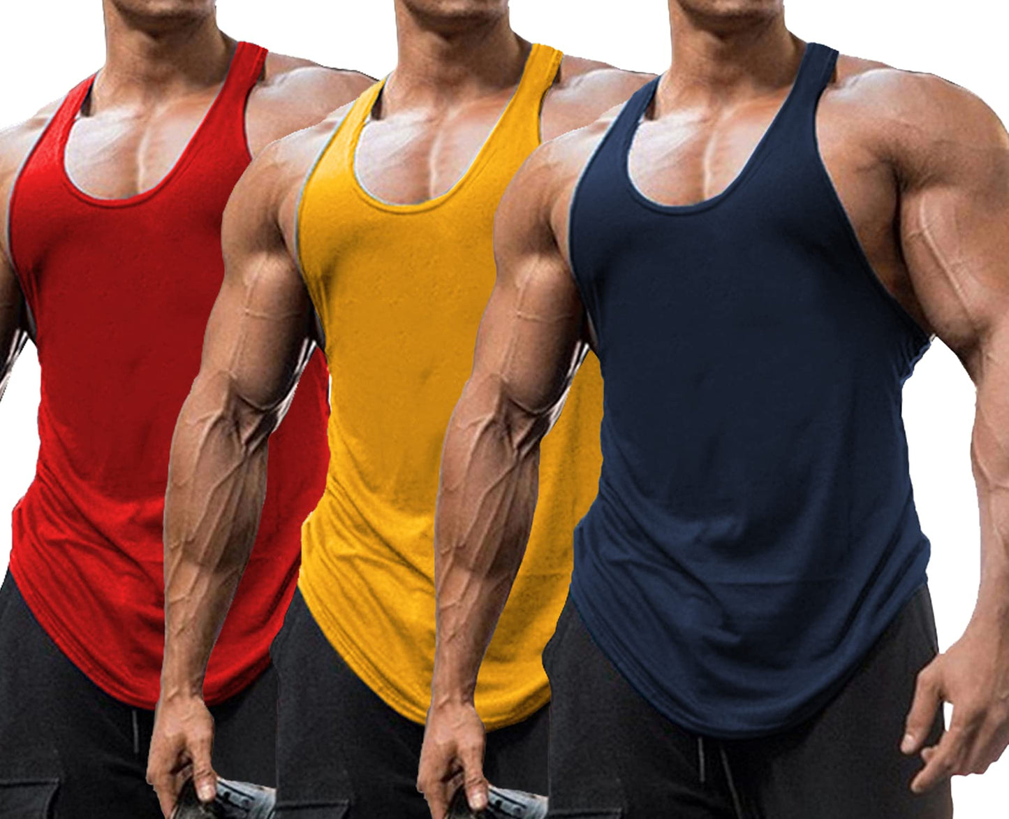 Babioboa Men's Workout Tank Top 3 Pack Quick Dry Gym Muscle Tee Fitness Bodybuilding Training Sleeveless T-Shirt