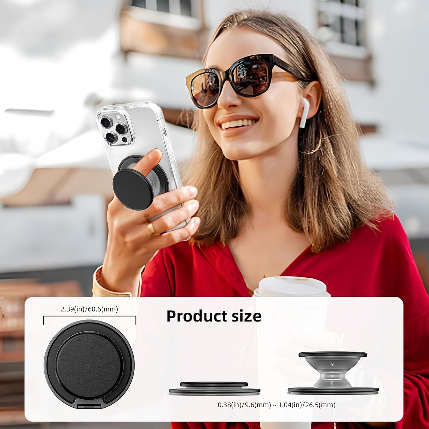 AUROX 17 16 15 14 13 12 Magnetic Phone Grip for Magsafe Phone Grips [Comfortable Grip], Expandable Collapsible Phone