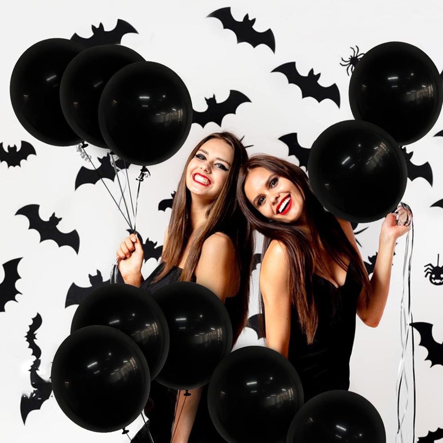 Skiennix 18-Inch Black Latex Balloons - 20 Pack of Thick, Large Round Helium Balloons for Parties & Events