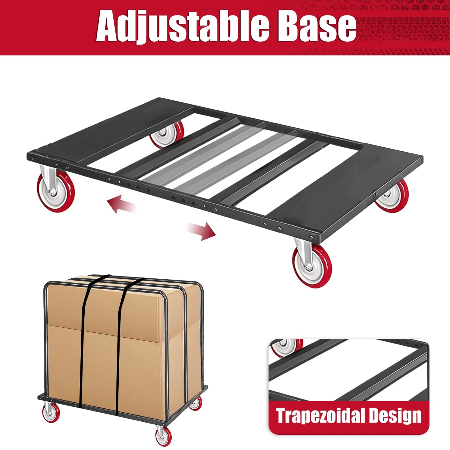 A AIKOOL Folding Table Cart, 1800 LBS Heavy Duty Drywall Dolly with 5" PU Swivel Locking Wheels, 46"x29"x39" Multi-Purpose Cart for 60" Round Tables, Sheetrock, Lumber, Hotel, Party, Warehouse, Garage