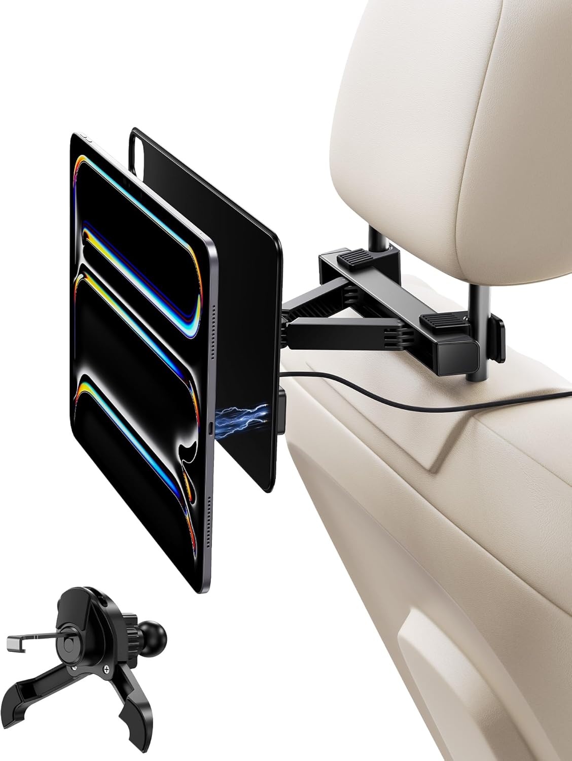 KU XIU 11'' M4 [2024]Only, 2M KUXIU Magnetic Wireless Charging Car Headrest Tablet Holder for iPad Pro Tablet Car Back