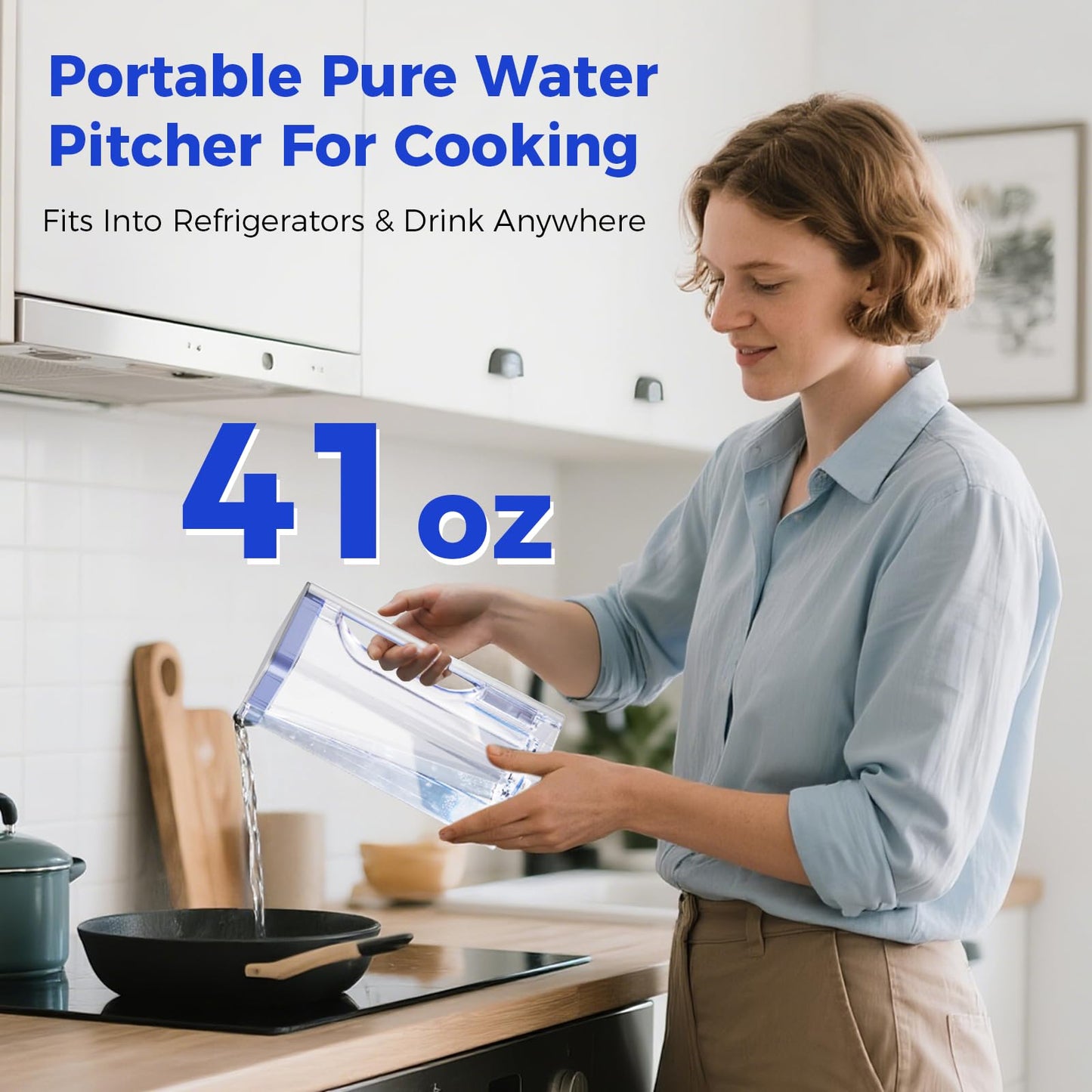 VonWater CT910WP Pure Water Pitcher 1.2L/40.6oz, for CT910 CT910H Countertop RO System (Blue)