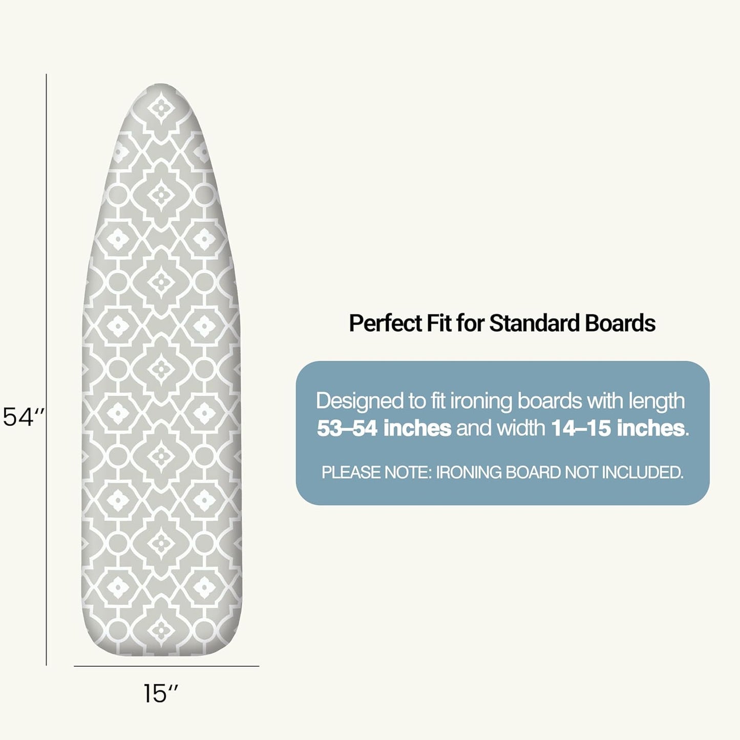 UniSimp Ironing Board Cover - Extra Thick Natural Cotton, Scorch & Stain Resistant | 15"x54" Size